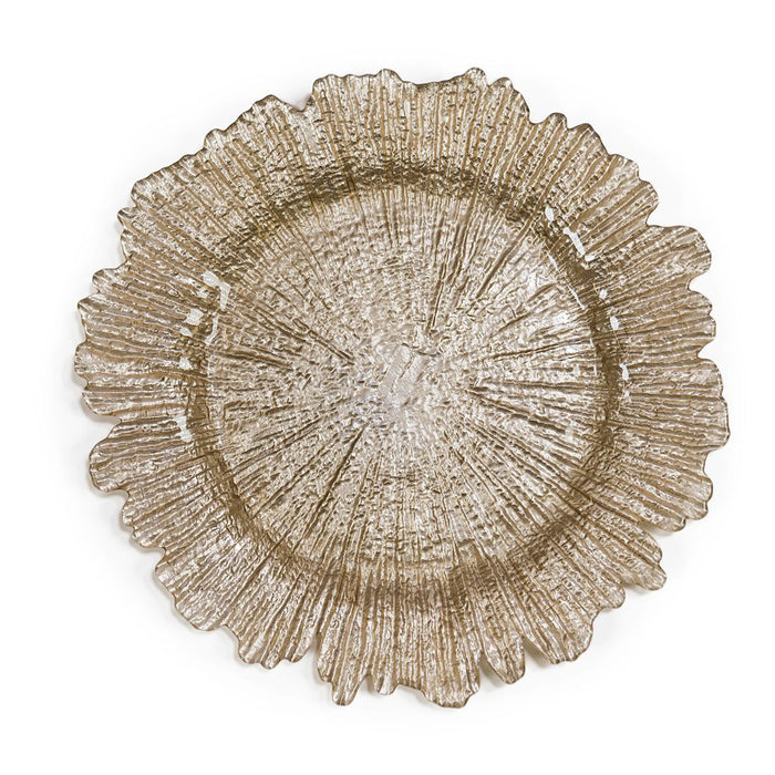 Champagne Coral Glass Charger Plate 4/Pack