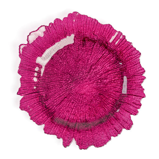 Burgundy Coral Glass Charger Plate 4/Pack