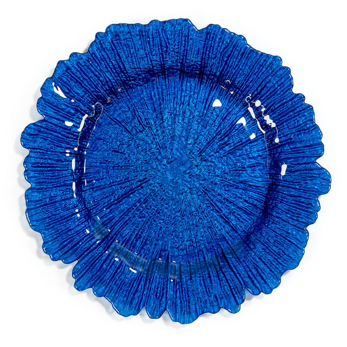 Royal Blue Coral Glass Charger Plate 4/Pack