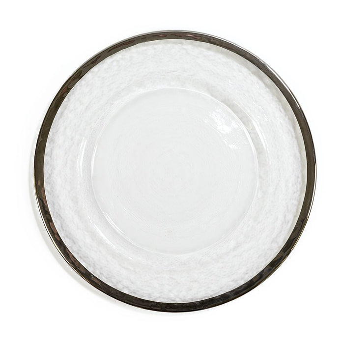 Rimmed Round Glass Charger Plate 4/Pack (3 Colors)