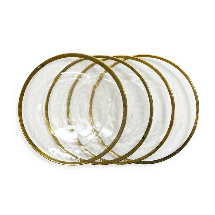 Rimmed Round Glass Charger Plate 4/Pack (3 Colors)
