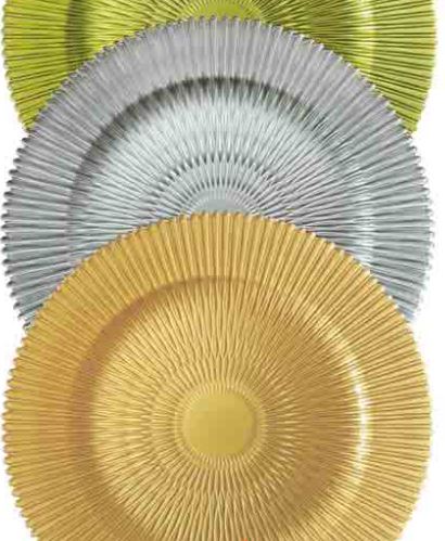 Sunburst Glass Charger Plate 4/Pack, (4 colors)