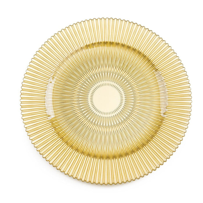 Gold Sunburst Glass Charger Plate 4/Pack