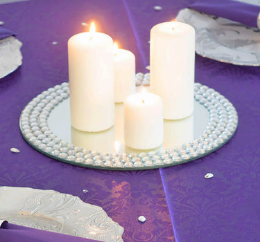 Glass Beaded Mirror Charger Plate 4/Pack