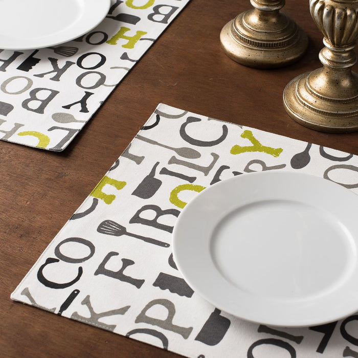13 X 19 in. Chef Print Cotton Placemats 4/Pack (3 Colors)