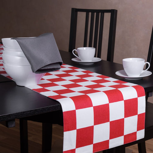 13 X 90 in. Red & White Checker Board Table Runner