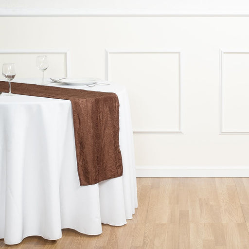 14 X 108 in. Crinkle Taffeta Table Runner Chocolate