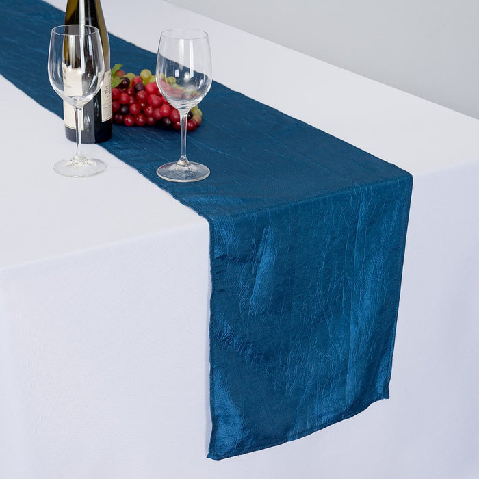 14 X 108 in. Crinkle Taffeta Table Runner Navy Blue