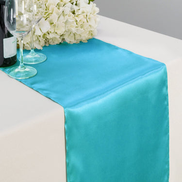 14 x 108 in. Satin Table Runner Turquoise