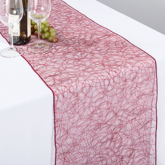 Bargain 14 X 108 in. Burgundy Web Organza Table Runner