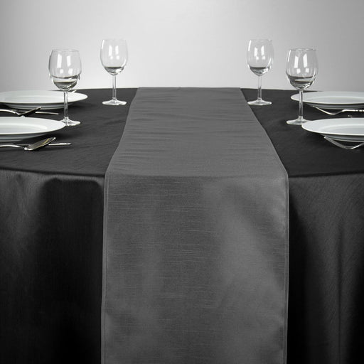 14 X 108 in. Shantung Silk Table Runner Charcoal