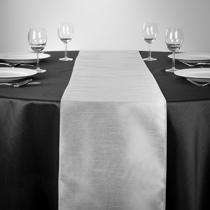 Bargain 14 X 108 in. Shantung Silk Table Runner Silver