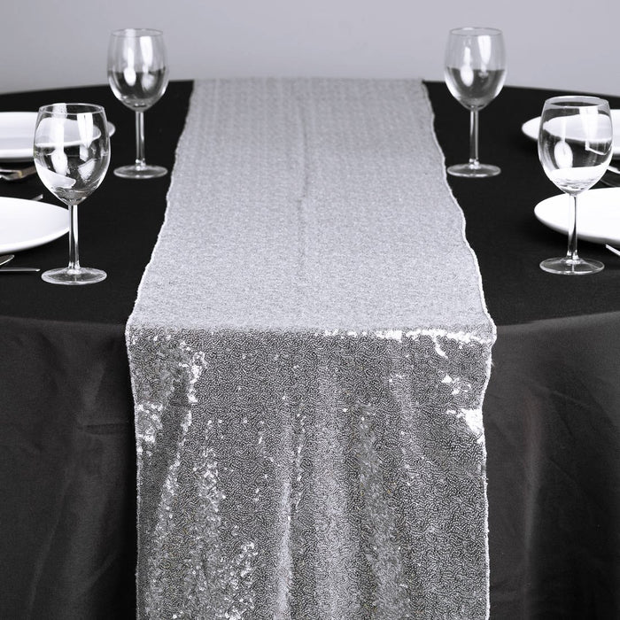14 X 108 in. Sequin Table Runner Silver