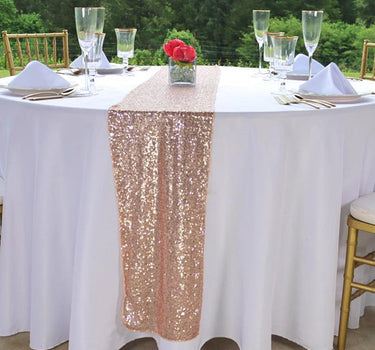 Bargain 14 X 108 in. Sequin Table Runner Blush Pink