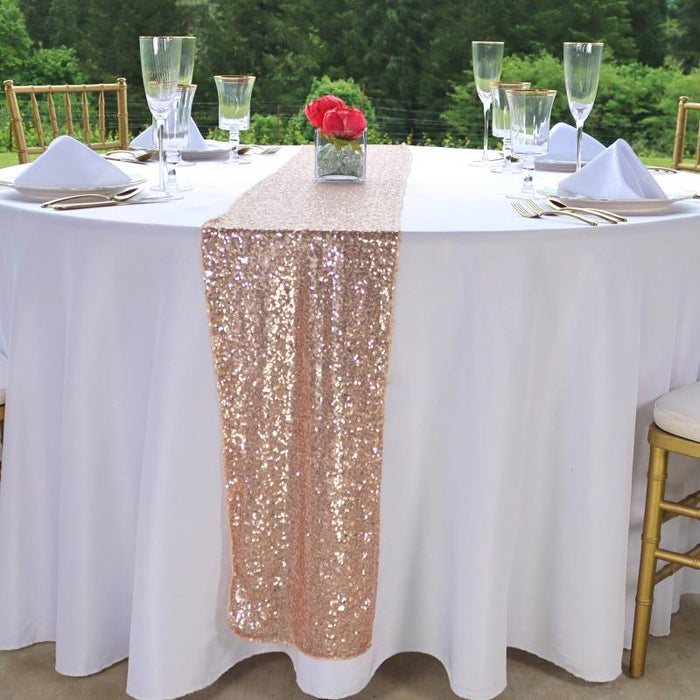 14 X 108 in. Sequin Table Runner Blush Pink