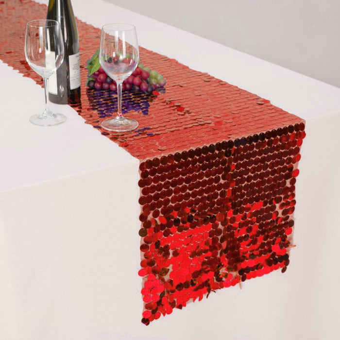 14 x 108 in. Payette Sequin Table Runner Red