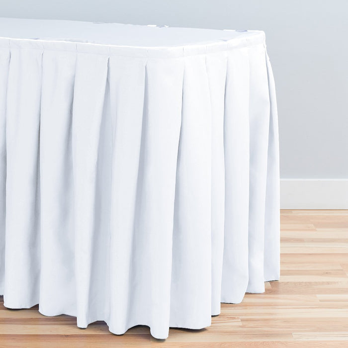 14 ft. Accordion Pleat Polyester Table Skirt White
