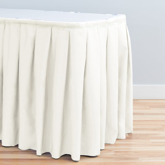 Bargain 14 Ft. Accordion Pleat Polyester Table Skirt Ivory