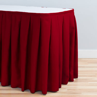 Bargain 17 Ft. Accordion Pleat Polyester Table Skirt Burgundy