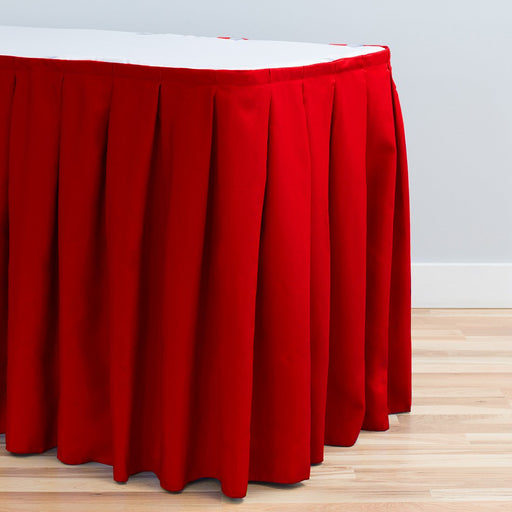 Bargain 17 Ft. Accordion Pleat Polyester Table Skirt Red