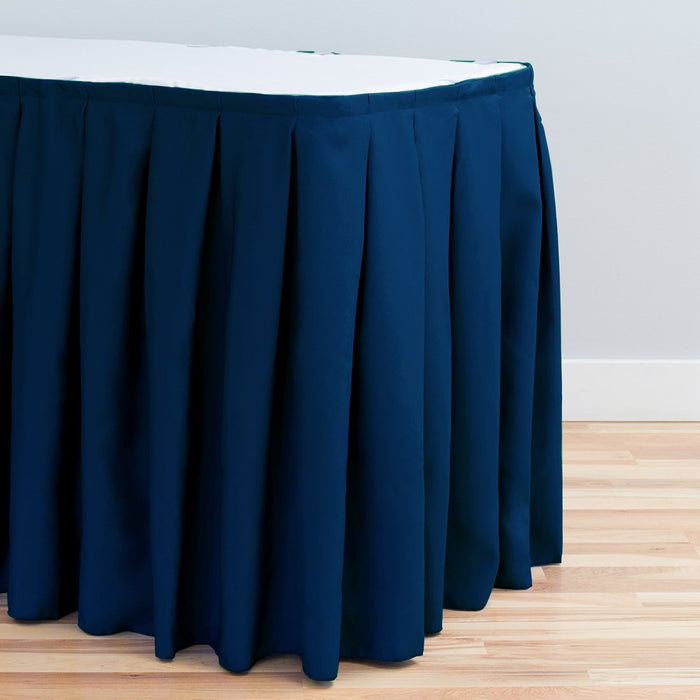 21 ft. Accordion Pleat Polyester Table Skirt Navy Blue