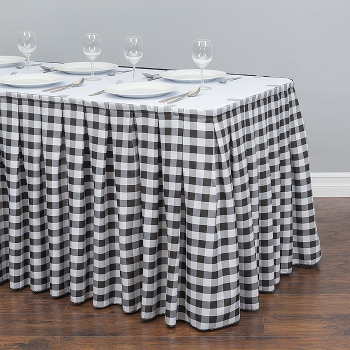 14 ft. Polyester Table Skirt Black & White Checkered