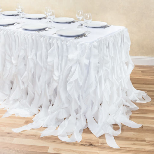 14 ft. Curly Willow Table Skirt White