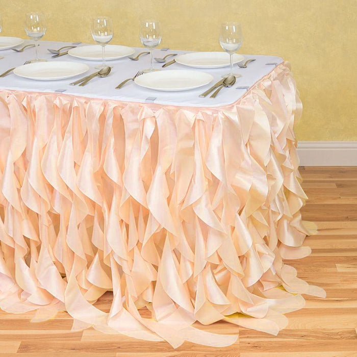 14 ft. Curly Willow Table Skirt Peach