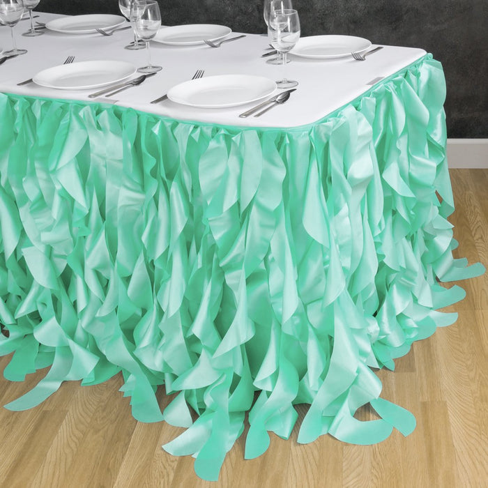 21 ft. Curly Willow Table Skirt Tiffany Blue