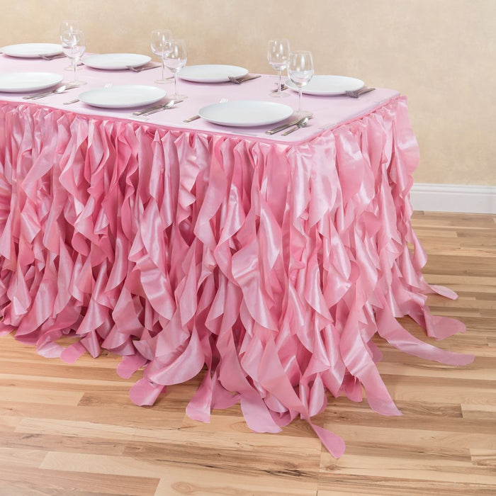 14 ft. Curly Willow Table Skirt Pink