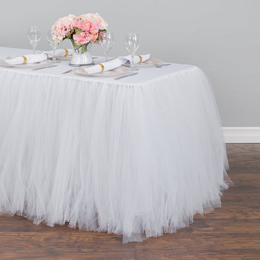 14 ft. Tulle Tutu Table Skirt White