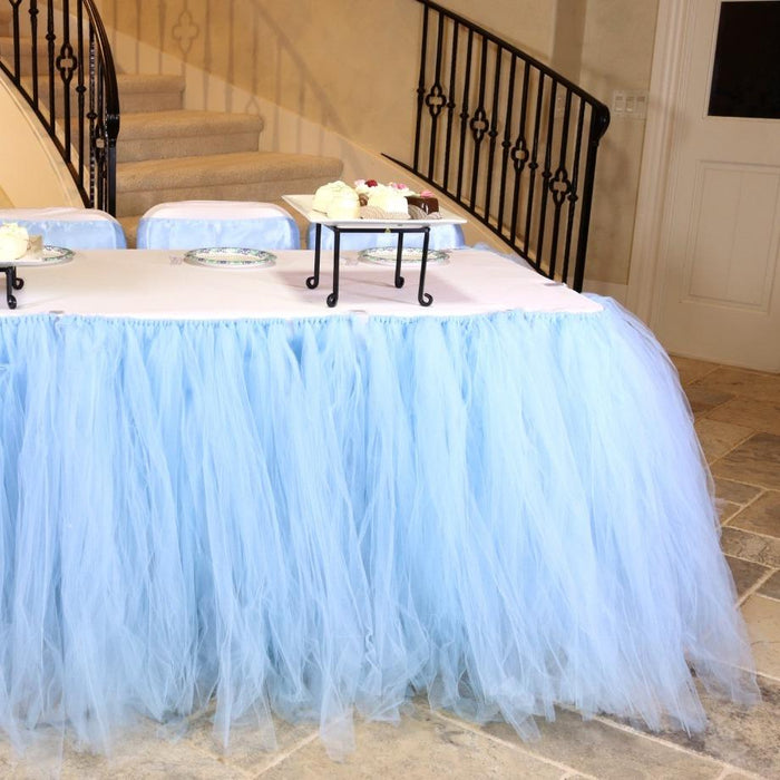 17 ft. Tulle Tutu Table Skirt Baby Blue