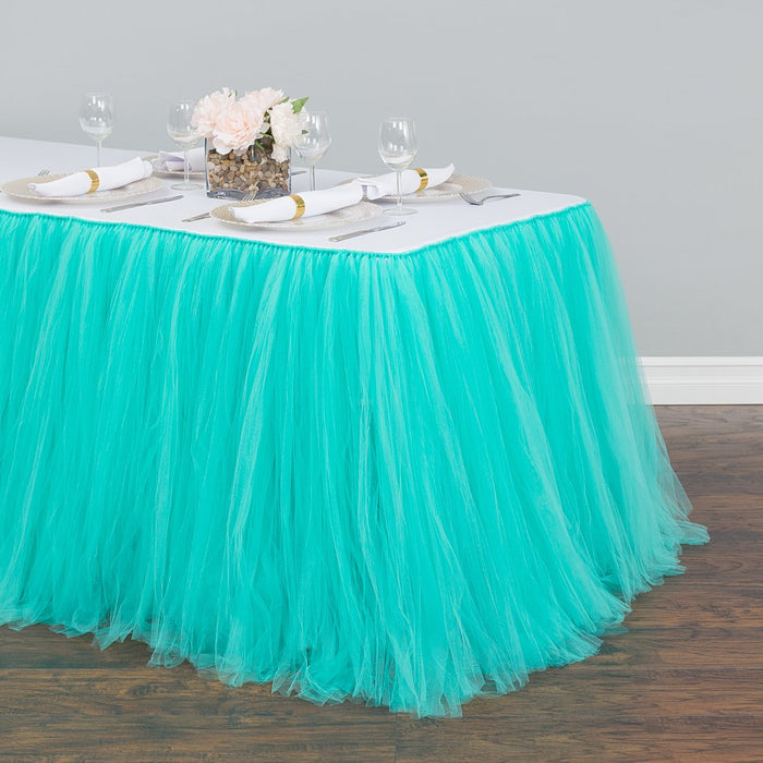 14 ft. Tulle Tutu Table Skirt Tiffany Blue