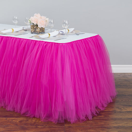 14 ft. Tulle Tutu Table Skirt Fuchsia