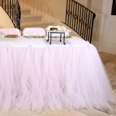 21 ft. Tulle Tutu Table Skirt Blush Pink
