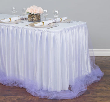 14 ft. Two Tone Tulle Chiffon Table Skirt White/Lavender