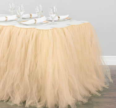 14 ft. Tulle Tutu Table Skirt Champagne