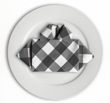 17 in. Polyester Napkins Black & White Checkered (1 Dozen)
