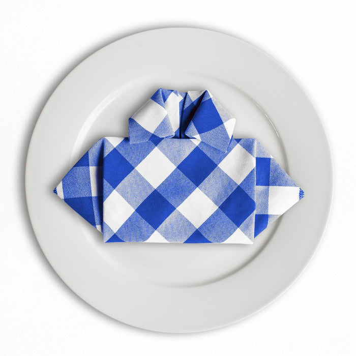 15 in. Polyester Napkins Blue & White Checkered (1 Dozen)