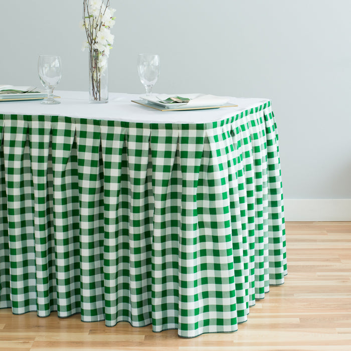 17 ft. Polyester Table Skirt Green & White Checkered