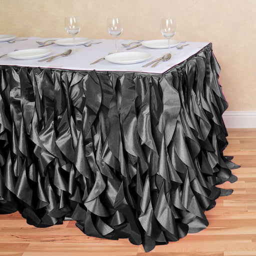 17 ft. Curly Willow Table Skirt Black