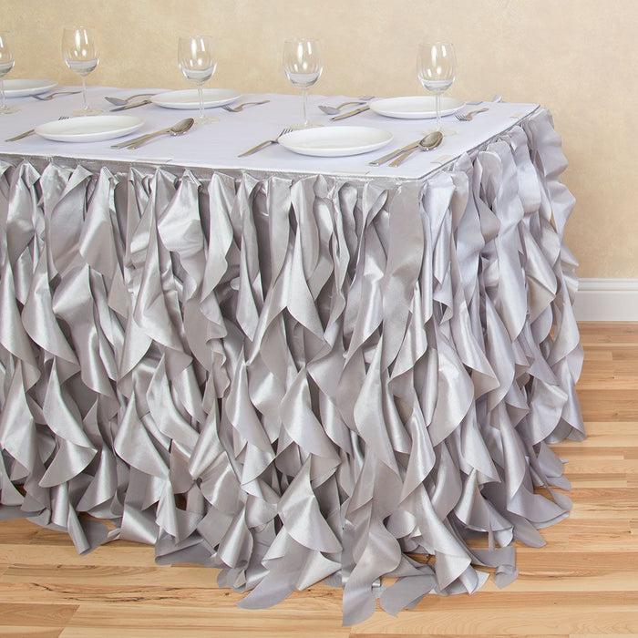17 ft. Curly Willow Table Skirt Silver