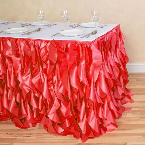 17 ft. Curly Willow Table Skirt Red