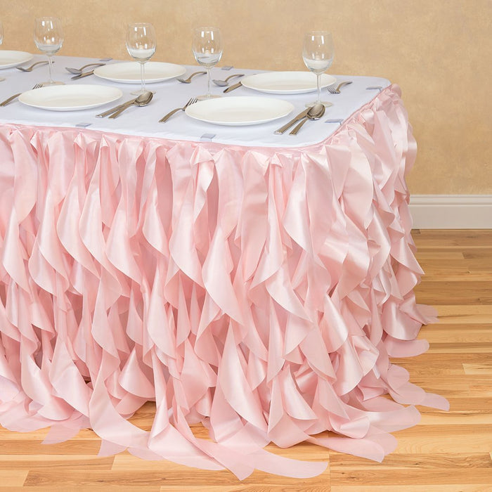 17 ft. Curly Willow Table Skirt Light Pink