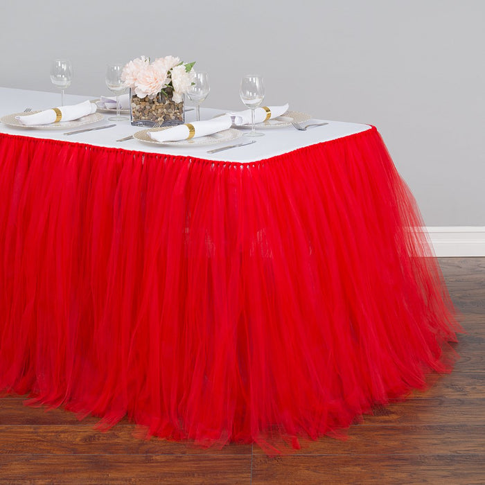 17 ft. Tulle Tutu Table Skirt Red