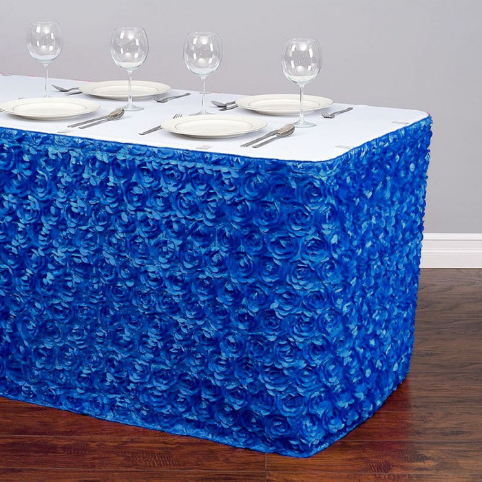 21 ft. Rosette Satin Table Skirt Royal Blue