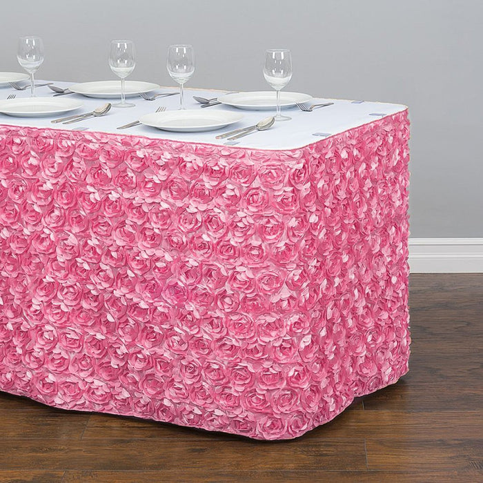 21 ft. Rosette Satin Table Skirt Pink