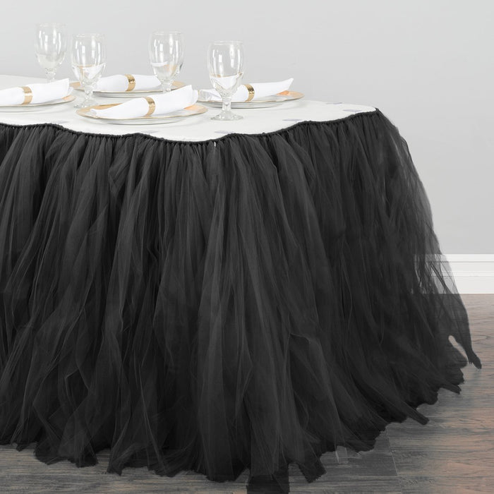 21 ft. Tulle Tutu Table Skirt Black