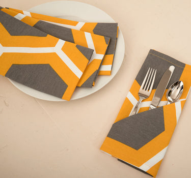 20 X 28 in. Honeycomb Cotton Kitchen Towels 2/Pack Charcoal & Yellow