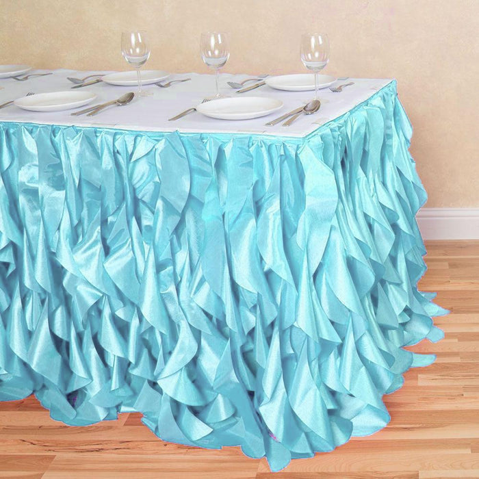 21 ft. Curly Willow Table Skirt Baby Blue